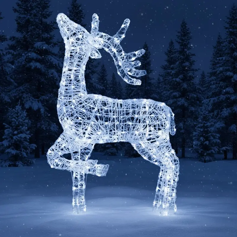 1.4M Elegant Soft-Acrylic Light-Up Reindeer Statue With 300 White Leds 1