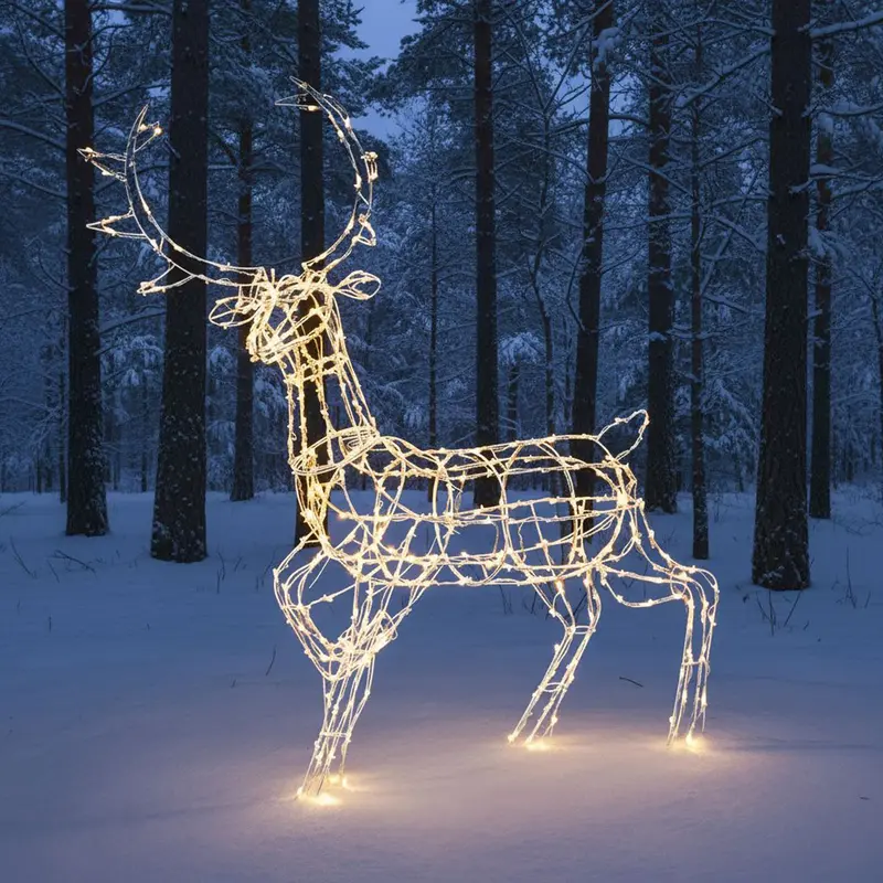 1.4M White-Wire Outdoor Reindeer Light With 330 White Leds 1