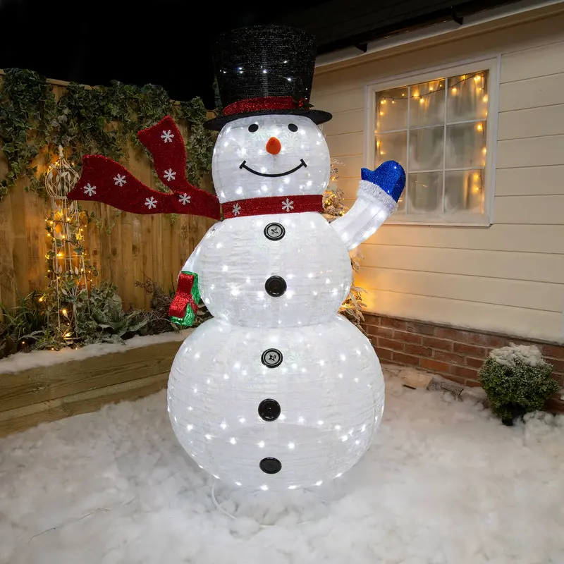 1.8M Pop-Up Outdoor Light-Up Snowman Decor With 200 Twinkling White Leds 1