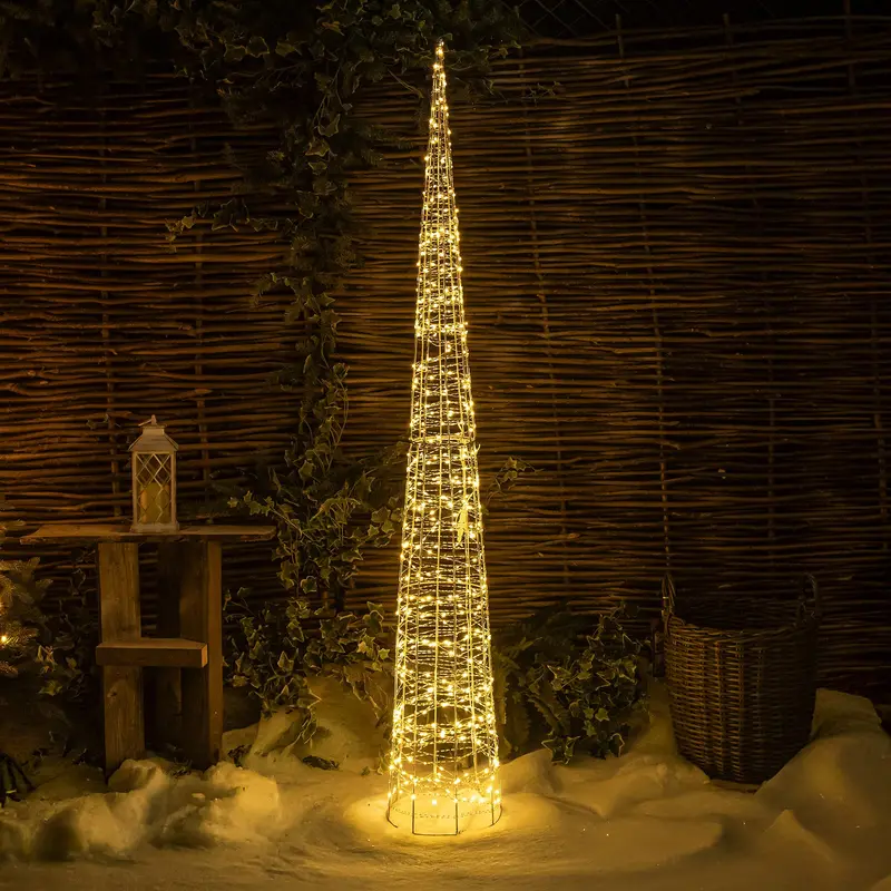 180Cm Silver Pre-Lit Christmas Cone With 500 Warm White Leds 1