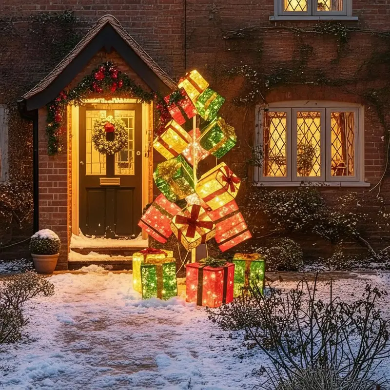 190Cm Pre-Lit Stack Of Presents Decoration With 544 White Leds 1