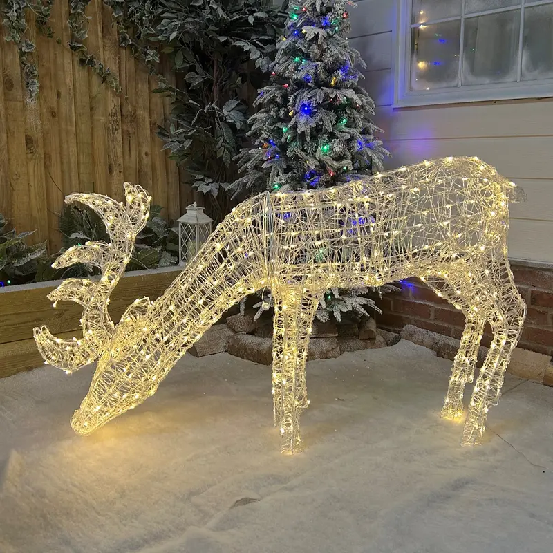 1M Soft Acrylic Grazing Reindeer Decoration With 380 White Twinkling Leds 1