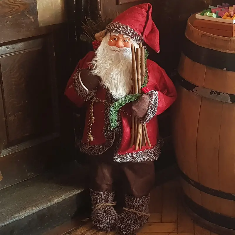 2-Foot Traditional Standing Santa Figure – Jolly Design With Sack & Walking Sticks 1