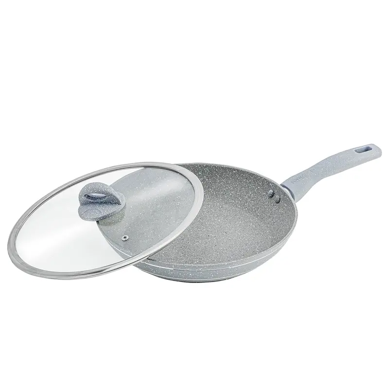 22Cm Deep Granite Non-Stick Frying Pan With Glass Lid 1
