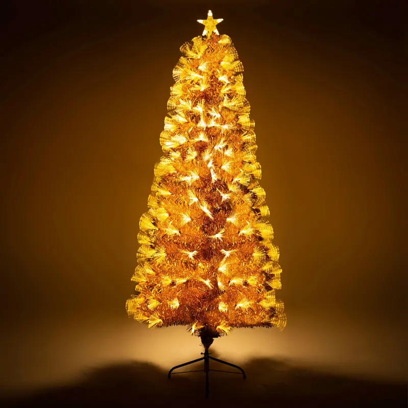 2Ft–7Ft Gold Fibre Optic Christmas Tree With Warm White Led Illumination 1