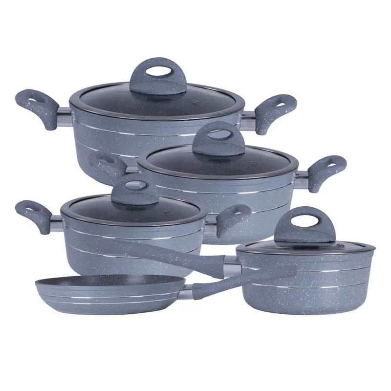 5-Piece Grey Non-Stick Kitchen Cookware Set 1