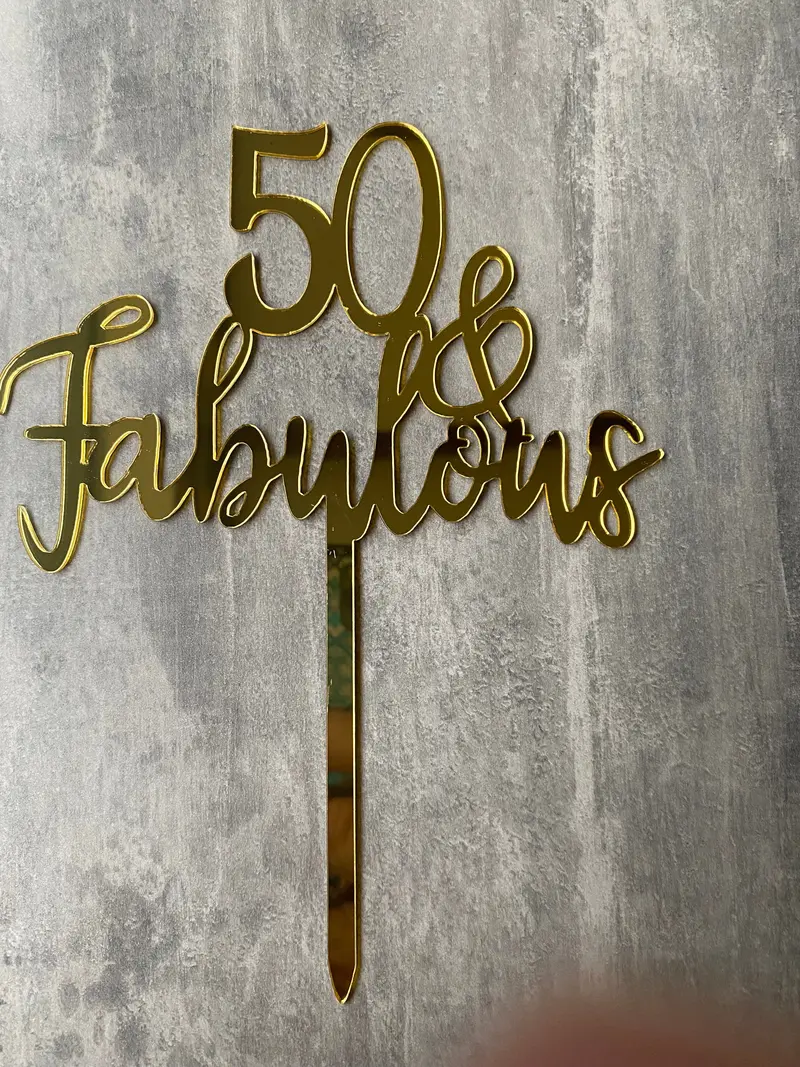 50Th Birthday Cake Topper – Refined Golden Anniversary Style 1
