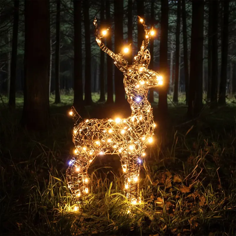 60Cm Brown Wicker Light-Up Reindeer Decor With 90 Warm White Leds 1