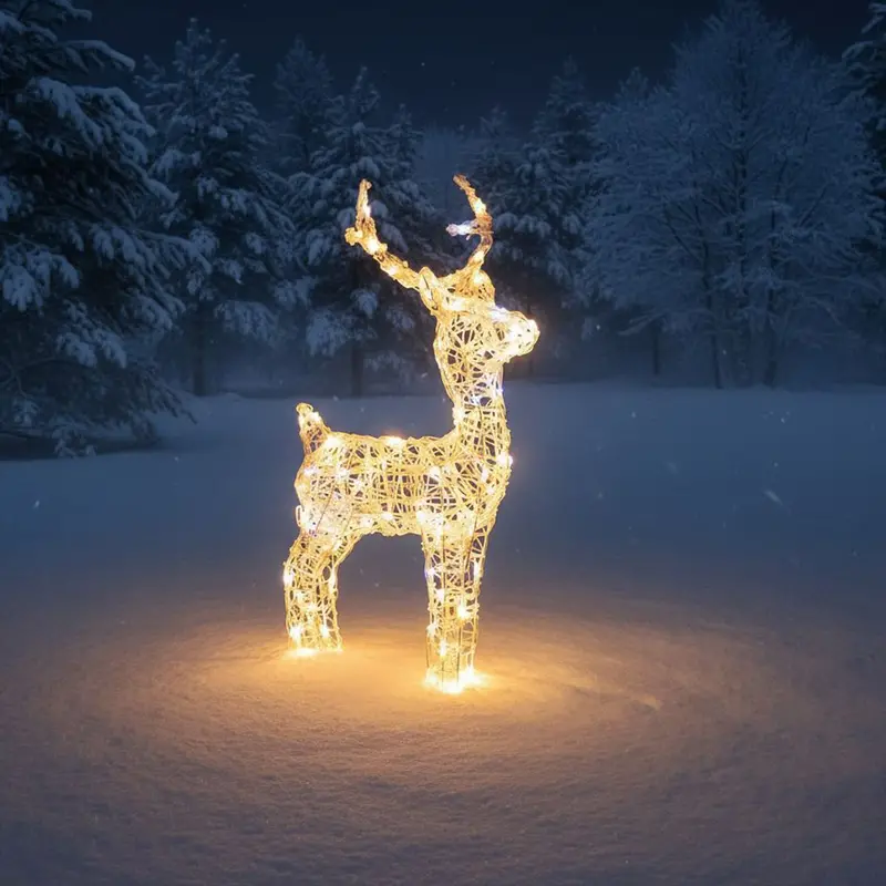 60Cm Soft Acrylic Light-Up Fawn Decor With 90 White Twinkling Leds 1