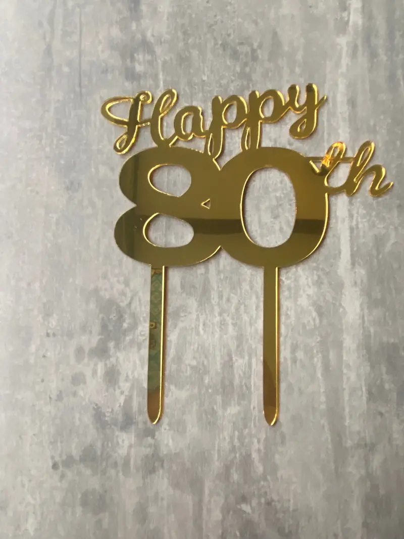 80Th Birthday Cake Topper – Elegant Golden Jubilee Celebration Decor 1
