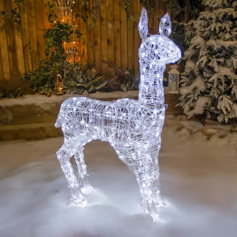 98Cm Soft Acrylic Light-Up Doe Figurine With 230 White Twinkling Leds 1