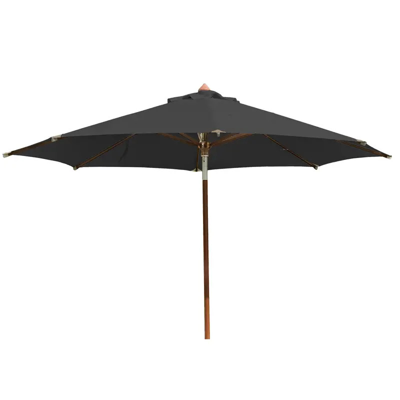 Alexander Rose 3.5M Hardwood Round Garden Parasol – Premium Charcoal Canopy 1