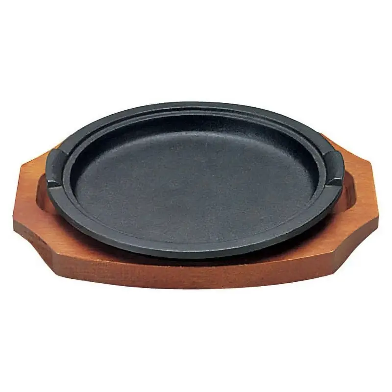 Asahi Cast Iron Robata-Style Round Sizzler Platter – Designed For Traditional Grilling Service 1