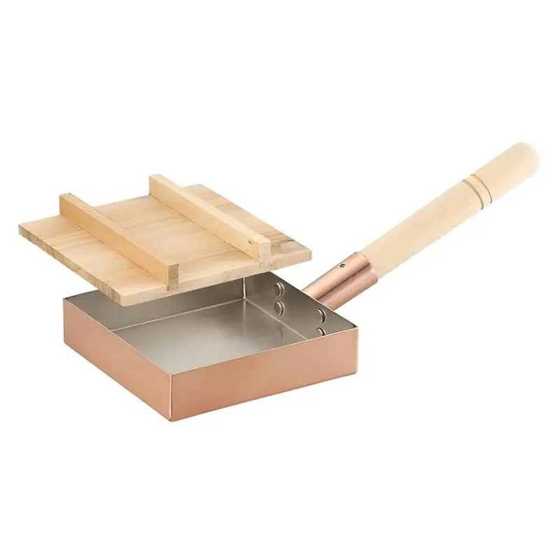 Asahi Copper Tamagoyaki Pan With Lid For Japanese Omelettes 1