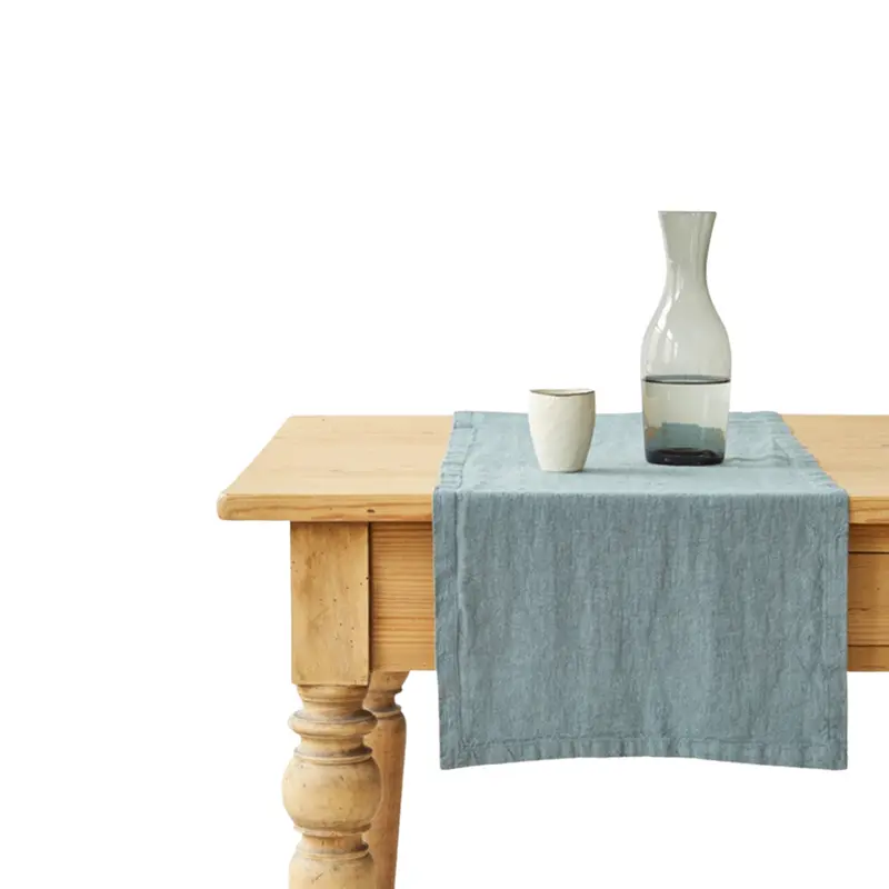 Blue Fog Tone Linen Table Runner – 3-Piece Set 1