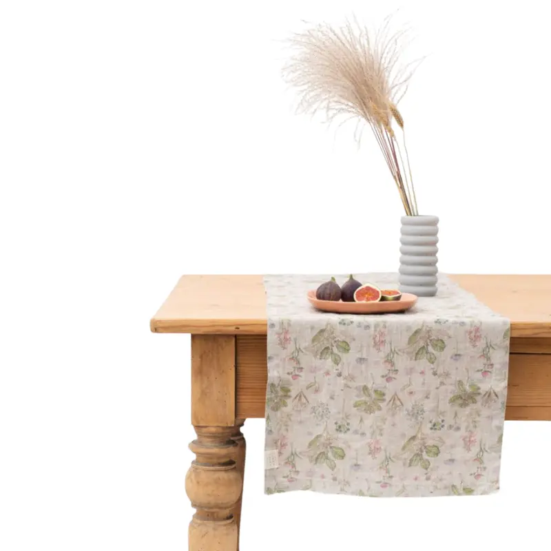 Botanical-Inspired Linen Table Runner – Set Of 3 1
