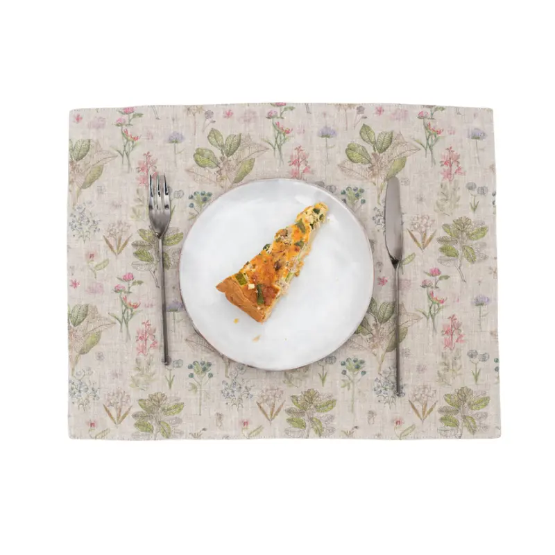 Botanical Print Linen Placemat – Nature-Inspired Design 1