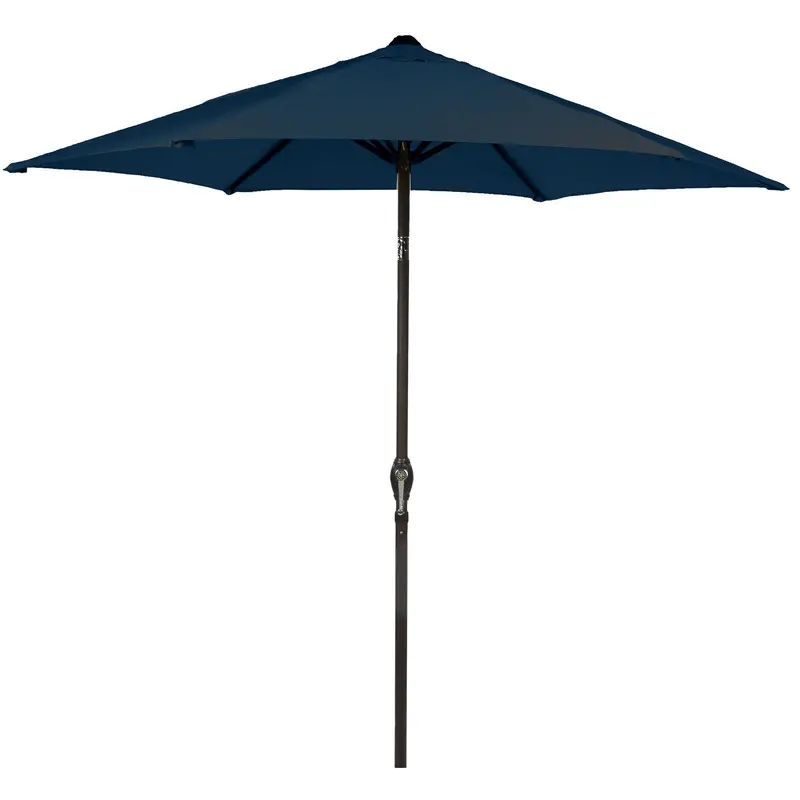 Bracken Outdoors 2.7M Crank-Tilt Round Garden Parasol – Graphite Pole, Navy Canopy 1