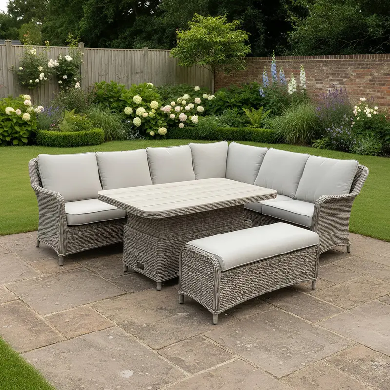 Bracken Outdoors Ashford Corner Sofa Set With Height-Adjustable Table 1