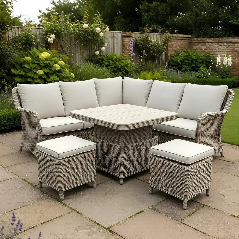 Bracken Outdoors Ashford Weave Square Corner Lounge With Adjustable Table 1