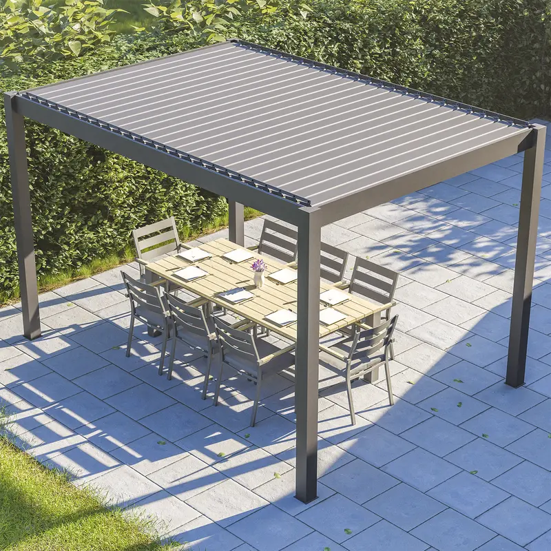 Bracken Outdoors Gemini 3M X 4M Grey Aluminium Rectangular Garden Pergola 1