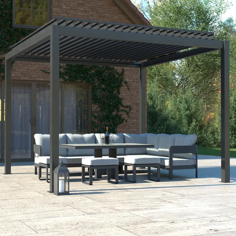 Bracken Outdoors Luna 3M X 3M Anthracite Grey Square Metal Garden Pergola 1