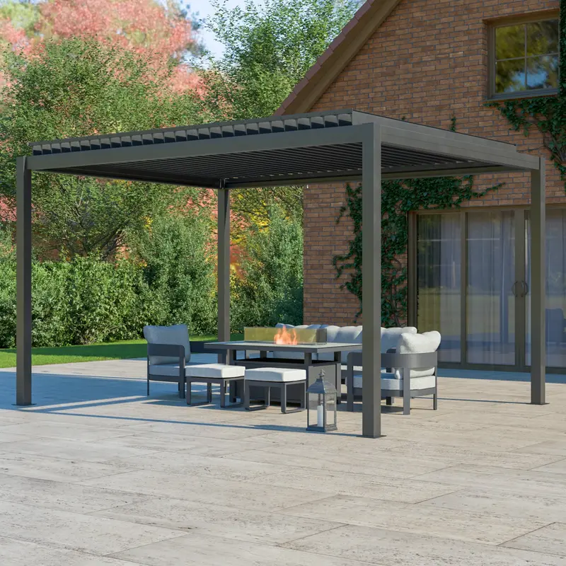 Bracken Outdoors Luna 3M X 4M Anthracite Grey Rectangular Metal Garden Pergola 1