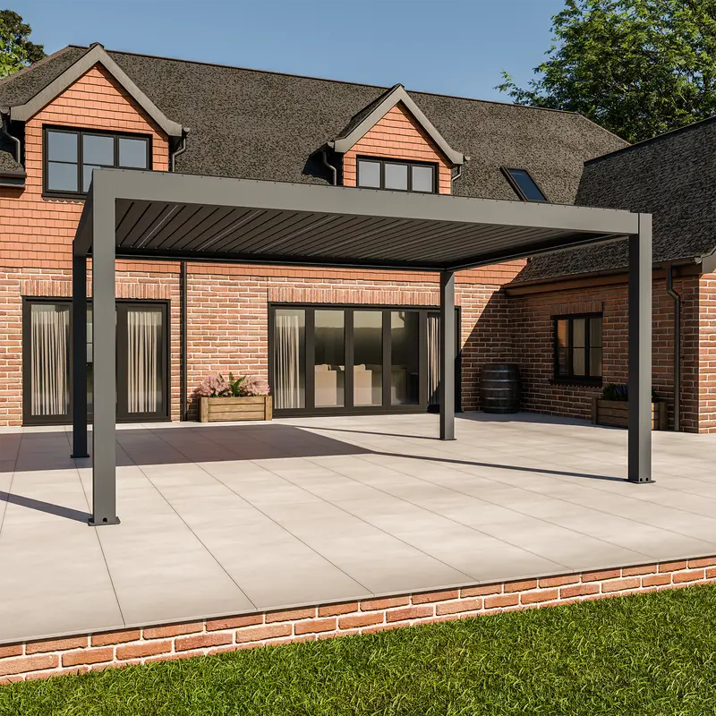 Bracken Outdoors Meridian 5M X 4M Grey Motorised Aluminium Pergola Featuring Led Illumination 1