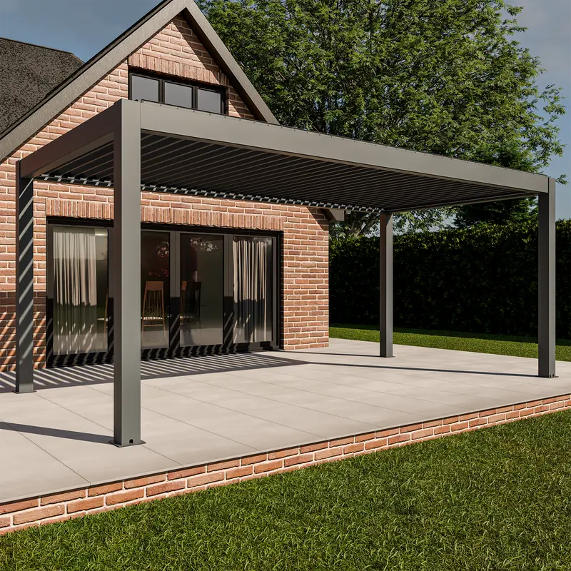 Bracken Outdoors Meridian 6M X 3M Grey Motorised Aluminium Pergola With Integrated Led Lighting 1