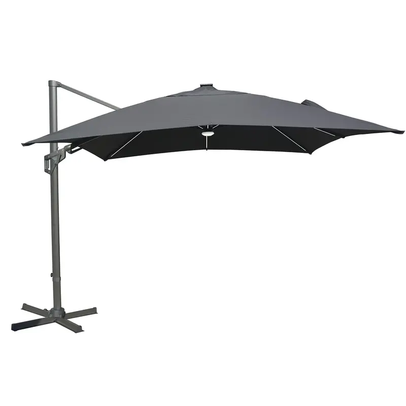 Bracken Outdoors Napoli Grey 3M × 3M Led-Enhanced Square Cantilever Parasol – Display Model (Damaged Packaging) 1