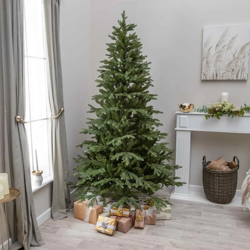 Burghley Slim-Profile 5-Foot To 7-Foot Artificial Pe/Pvc Spruce Christmas Tree 1