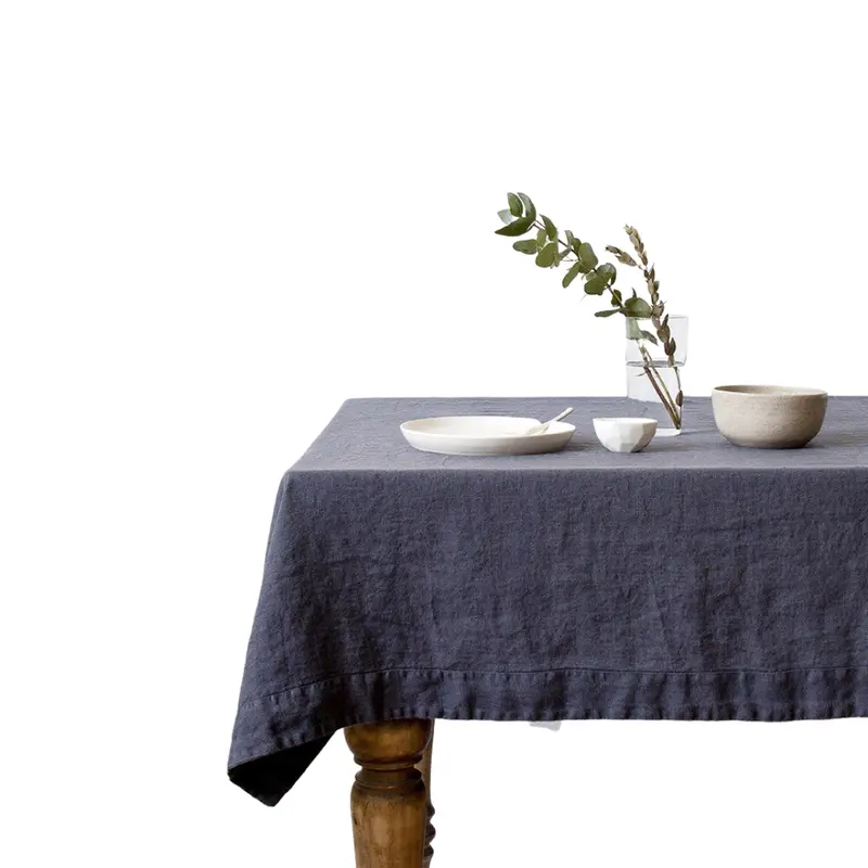 Charcoal Grey Linen Tablecloth – Sophisticated Dark Tone 1