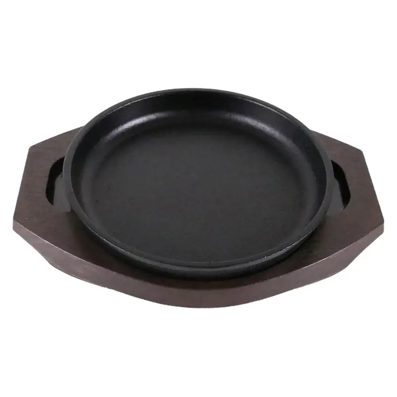 Chubu Cast Iron Round Sizzling Platter For Hot Stone Cooking 1