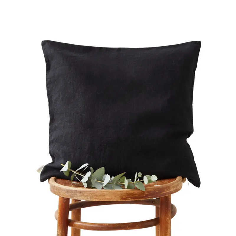 Classic Black Linen Cushion Cover 1