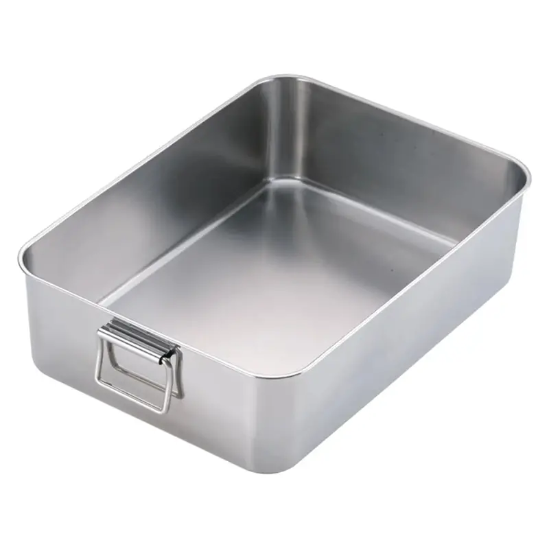 Clover Stainless Steel Heavy-Duty Deep Tray With Integrated Handles 1