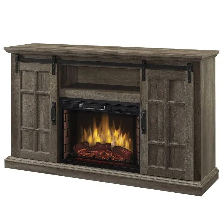 Colton 55-Inch Electric Fireplace With Infrared Heat – Aged Oak Media Console 1