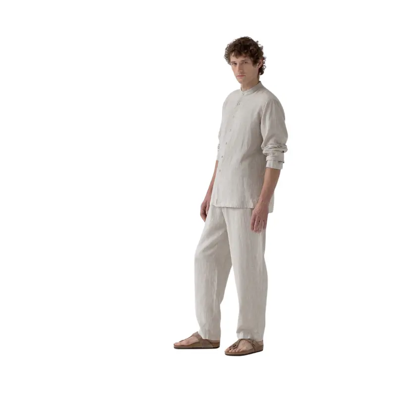 Currant Beige Linen Loungewear Set 1