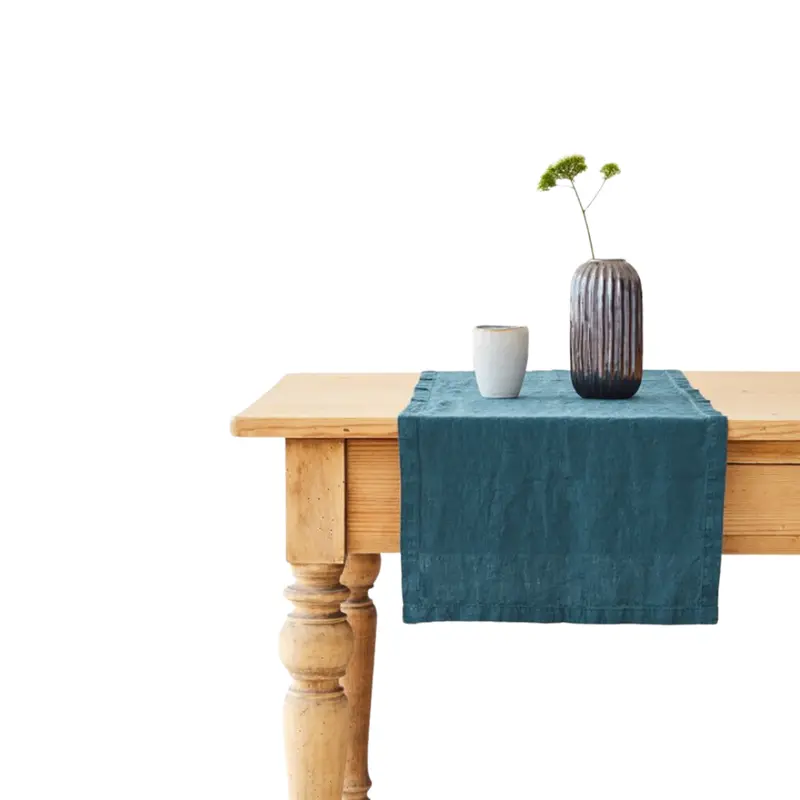 Deep Ocean Blue Linen Table Runner – Set Of 3 1