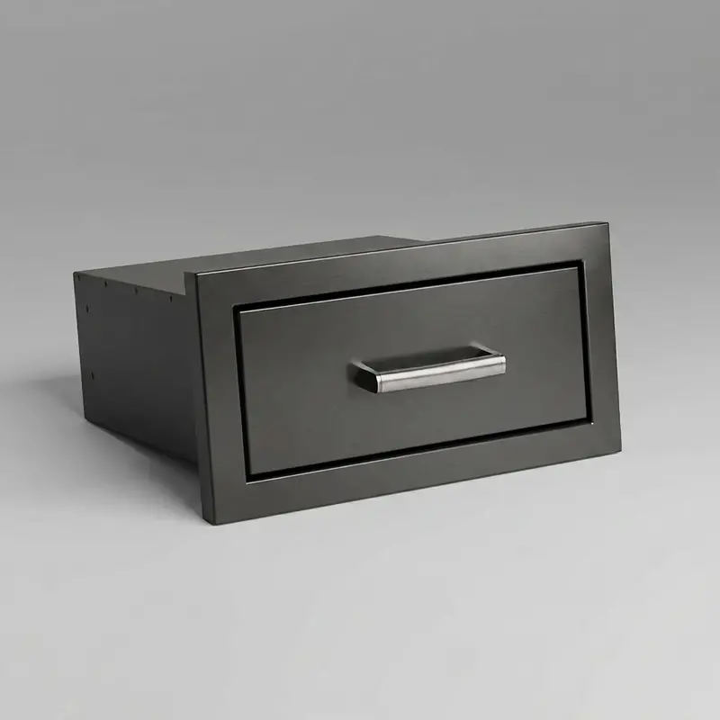 Draco Grills Black Stainless Steel Built-In Outdoor Kitchen Drawer Unit 1