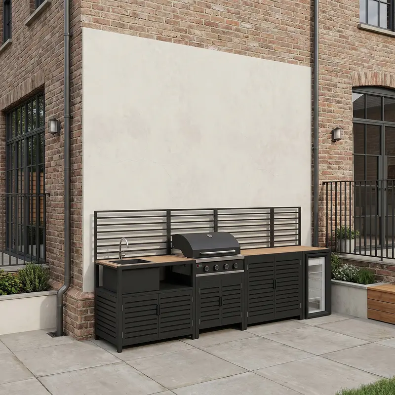 Draco Grills Scandic 4-Burner Modular Bbq Cabinet: Double Cupboard, Sink & Integrated Fridge 1