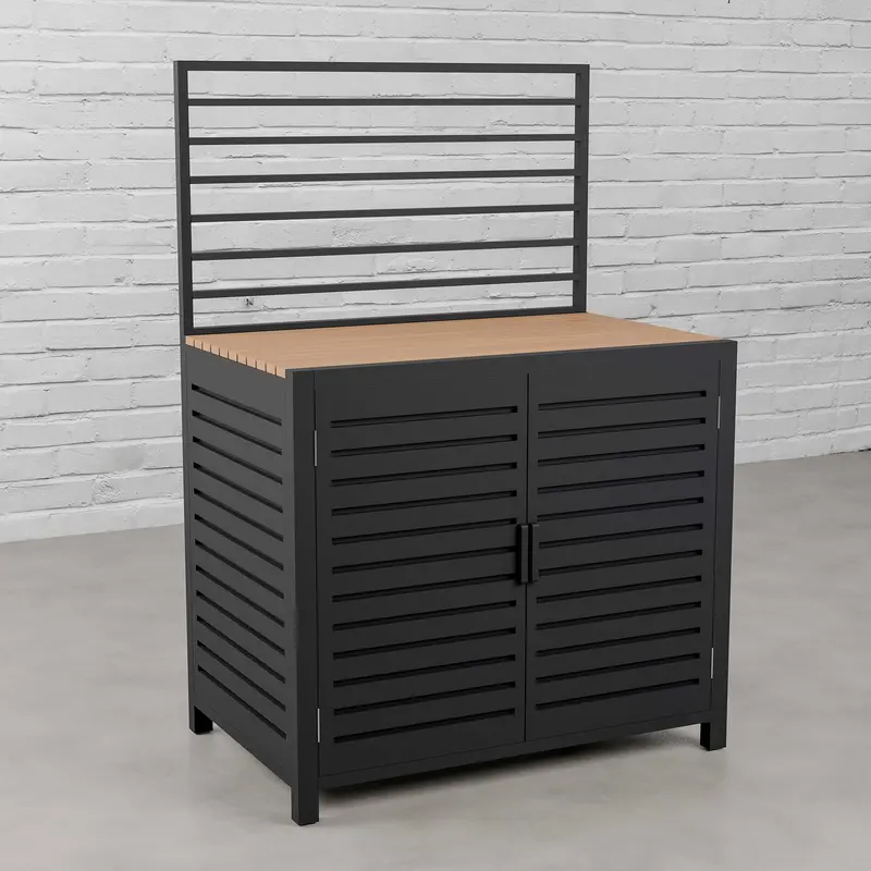 Draco Grills Scandic Aluminium Modular Outdoor Kitchen: Double-Door Cabinet With Wood-Effect Countertop 1