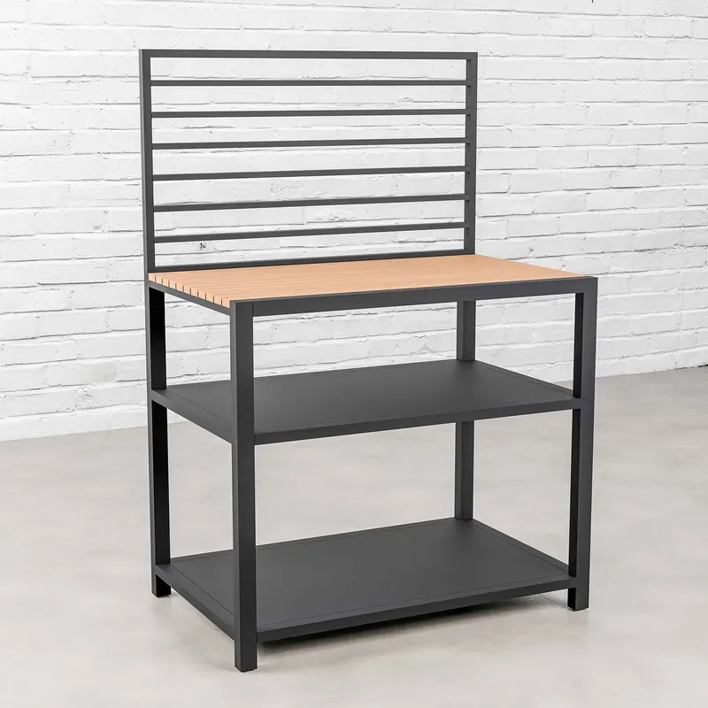 Draco Grills Scandic Aluminium Modular Outdoor Kitchen: Shelf Unit With Wood-Effect Countertop 1