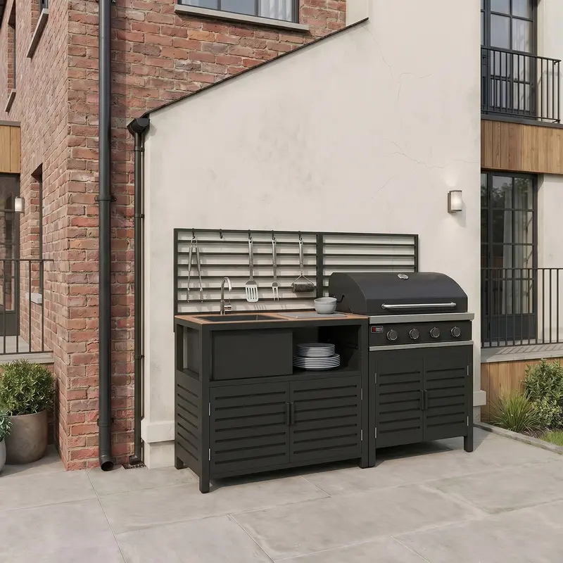 Draco Grills Scandic Modular 4-Burner Barbecue Cabinet With Dedicated Sink Unit 1