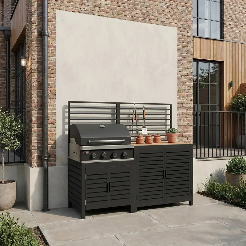 Draco Grills Scandic Modular 4-Burner Barbecue Cabinet With Dual Cupboards 1