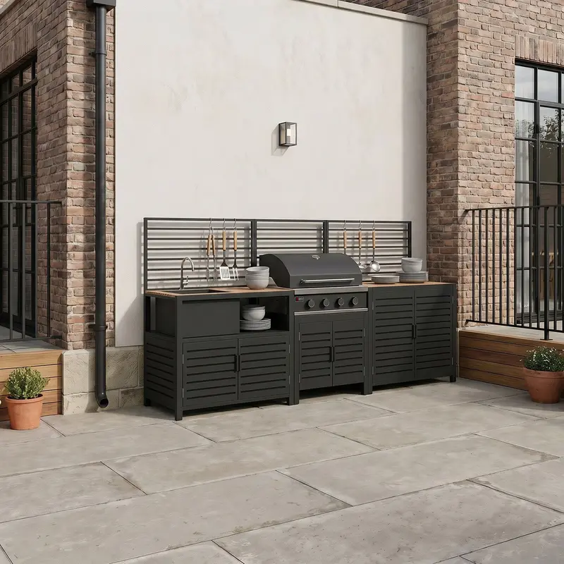 Draco Grills Scandic Modular 4-Burner Bbq Cabinet With Double Cupboard And Sink 1
