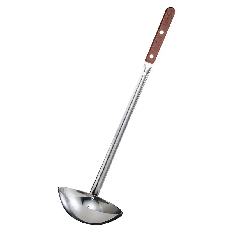 Ebm Dual-Scoop Stainless Steel Ladle Featuring Wooden Handle 1