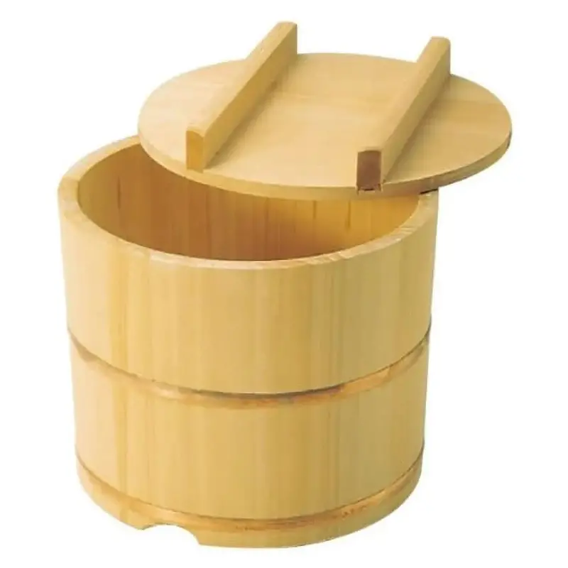 Ebm Sawara Cypress Handcrafted Ohitsu Rice Container (Nosebitsu) 1