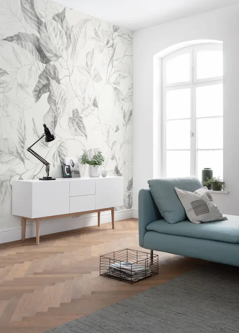 Elegant Jeu De Feuilles Wall Mural 1