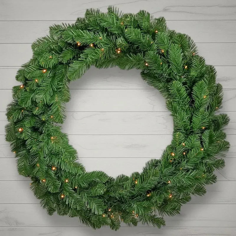 Evergreen 48In Pre-Lit Christmas Wreath With Battery-Powered Warm White Leds 1