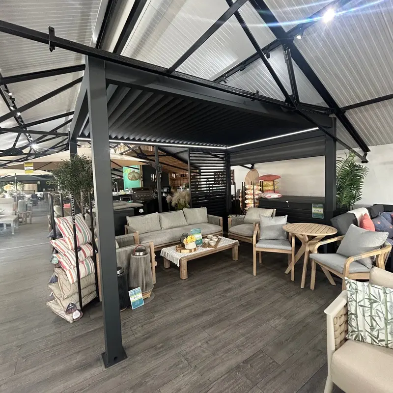Ex-Display Bracken Eclipse 3M X 4M Grey Motorised Aluminium Garden Pergola With Integrated Lighting – Collection Only 1